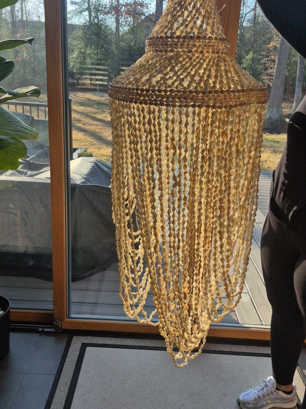 Vintage (from 1980s) One Of A Kind Asian Hanging Shell Decor -Cream